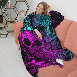 Плед с рукавами Неоновые драконы neon dragon брызги красок - фото 2