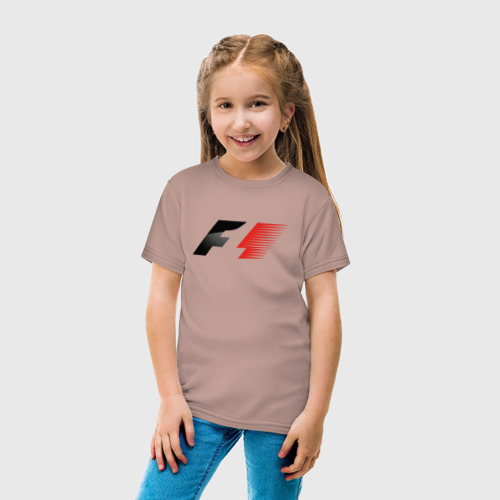 Детская футболка хлопок F1 Формула 1 Большое лого, цвет пыльно-розовый - фото 5
