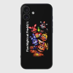 Чехол для iPhone 16 силиконовый с защитой камеры Five Nights at Freddy's - FNAF - персонажи игры
