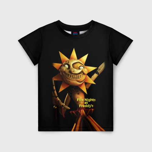 Детская футболка 3D Five Nights at Freddy's: Security Breach - Солнце Daycare Attendant, цвет 3D печать