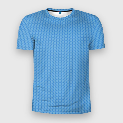 Мужская футболка 3D Slim Вязаный узор голубого цвета, цвет 3D печать
