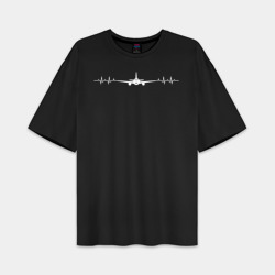 Мужская футболка Oversize хлопок premium Самолеты в ритме моего сердца