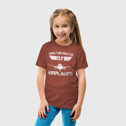 Детская футболка хлопок Легко отвлекается на самолеты - фото 2