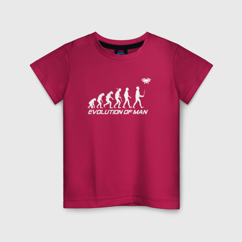 Детская футболка хлопок с принтом Эволюция дроновода, вид спереди #2