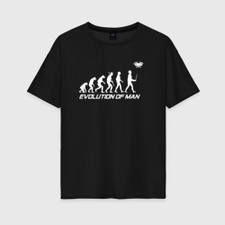 Женская футболка хлопок Oversize Эволюция дроновода 