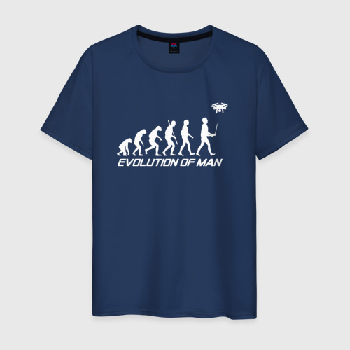 Мужская футболка хлопок Эволюция дроновода , цвет темно-синий