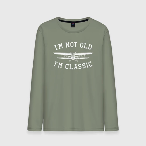 Мужской лонгслив хлопок с принтом Я не старый, я класический, вид спереди #2
