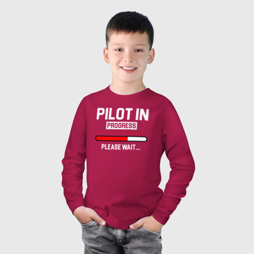 Детский лонгслив хлопок Pilot In Progress, цвет маджента - фото 3
