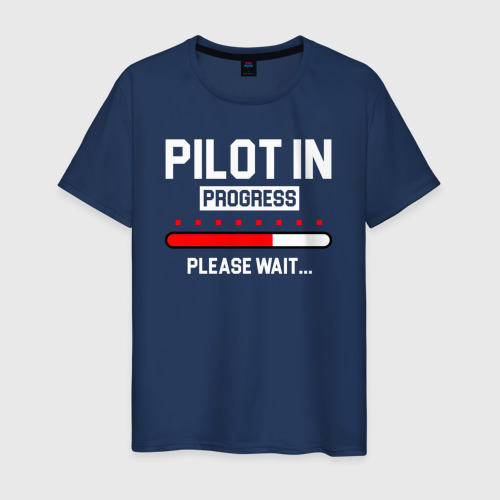 Мужская футболка из хлопка с принтом Pilot In Progress, вид спереди №1