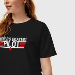 Женская футболка хлопок Oversize Лучший в мире пилот - фото 2