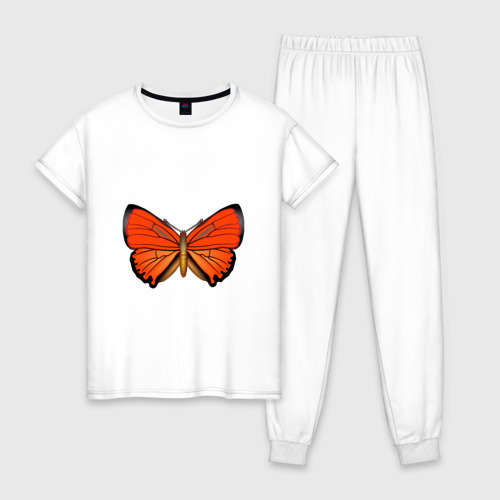 Женская пижама хлопок Бабочка червонец огненный, цвет белый