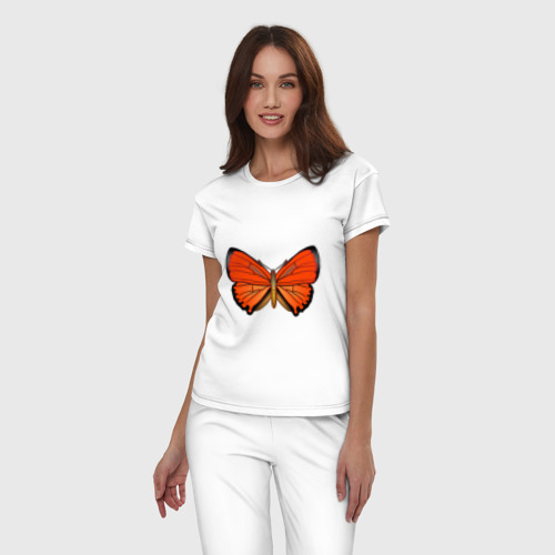 Женская пижама хлопок Бабочка червонец огненный, цвет белый - фото 3