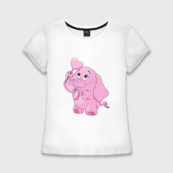 Женская футболка хлопок Slim Розовый слонёнок