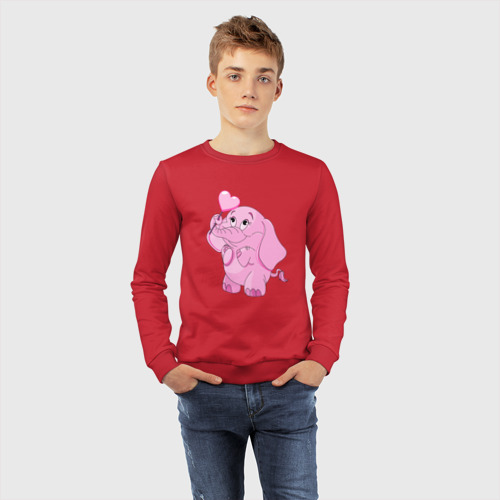 Детский свитшот хлопок Розовый слонёнок, цвет красный - фото 7