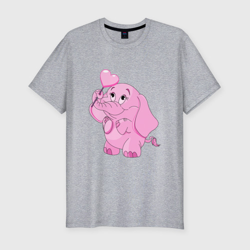 Мужская футболка хлопок Slim Розовый слонёнок, цвет меланж