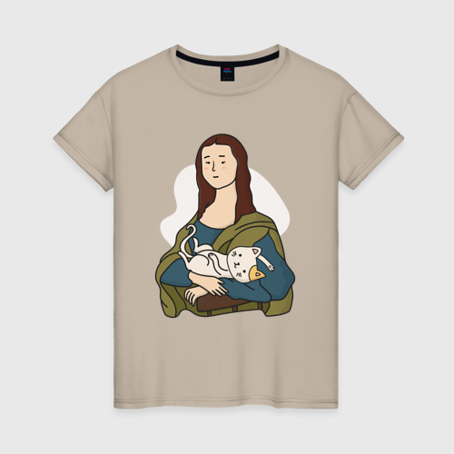Женская футболка из хлопка с принтом Кото Лиза, вид спереди №1