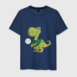 Мужская футболка хлопок Volleyball Dinosaur