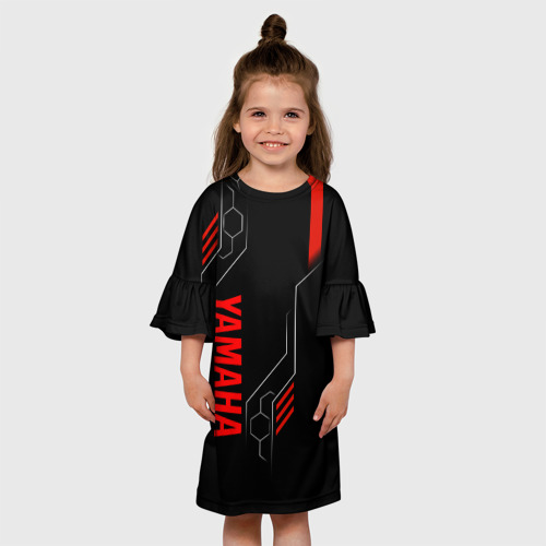 Детское платье 3D с принтом YAMAHA - ТЕХНОЛОГИИ | КРАСНЫЙ, вид сбоку #3