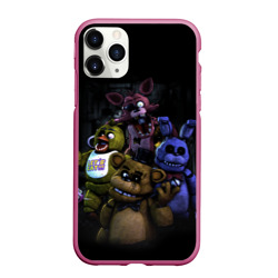 Чехол для iPhone 11 Pro Max матовый Five Nights at Freddy's - FNAF персонажи игры