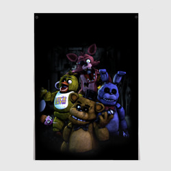 Постер Five Nights at Freddy's - FNAF персонажи игры