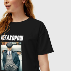 Женская футболка хлопок Oversize Томас Шелби. Острые Козырьки - фото 2