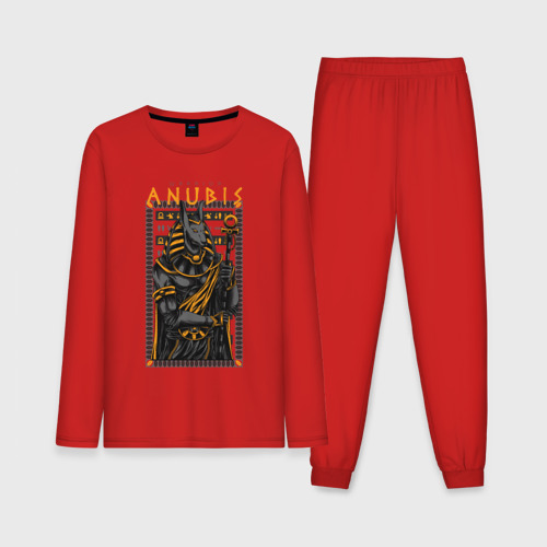 Мужская пижама с лонгсливом хлопок Воин Анубис, цвет красный