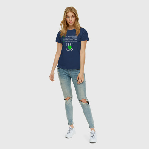 Женская футболка хлопок 99 ошибок в коде, цвет темно-синий - фото 5