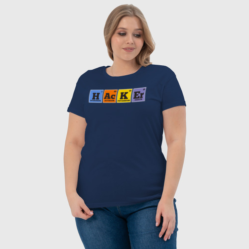 Женская футболка хлопок с принтом ХАКЕР - химическими элементами, фото #4