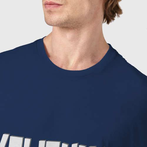 Мужская футболка хлопок Улыбнись. Надпись на русском языке, цвет темно-синий - фото 6