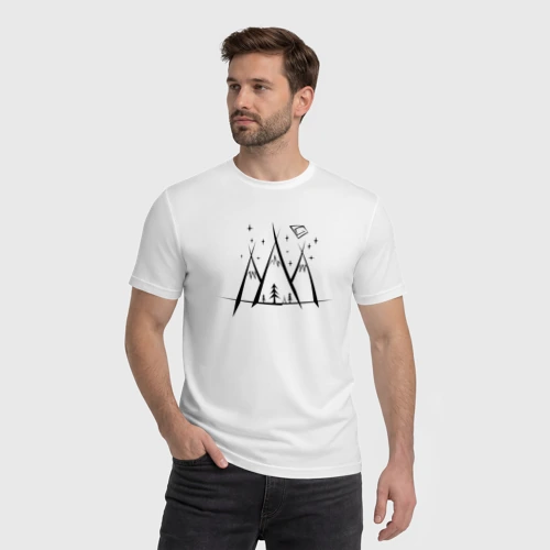 Мужская футболка хлопок с принтом Наскальные Походы, фото на моделе #1