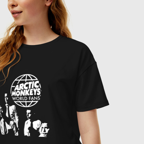 Женская футболка хлопок Oversize Arctic Monkeys арктик манкис, цвет черный - фото 3