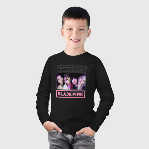 Детский лонгслив хлопок с принтом BLACKPINK Lovesick Girls, фото на моделе #1
