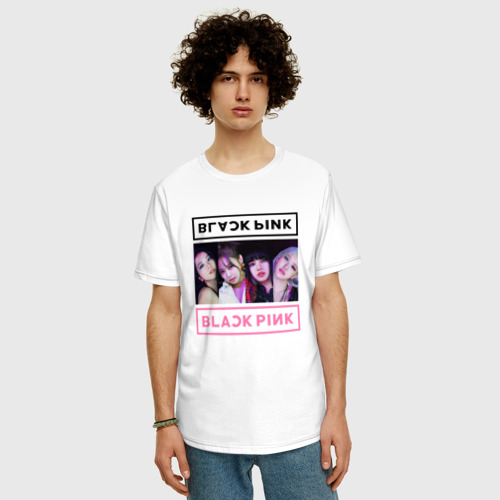 Мужская футболка хлопок Oversize с принтом BLACKPINK Lovesick Girls, фото на моделе #1