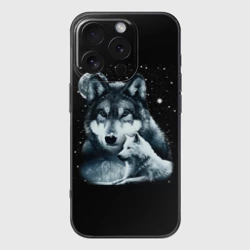 Чехол для iPhone 16 Pro силиконовый с защитой камеры Ночные Волки