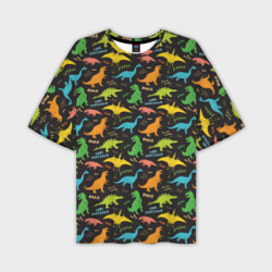 Разноцветные Динозавры – Мужская футболка oversize 3D с принтом купить со скидкой в -50%