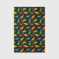 Обложка для паспорта матовая кожа Разноцветные Динозавры