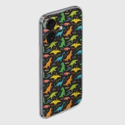 Чехол для iPhone 16 силиконовый с защитой камеры Разноцветные Динозавры - фото 2