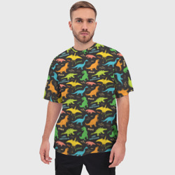 Мужская футболка oversize 3D Разноцветные Динозавры - фото 2