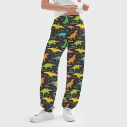 Женские джоггеры оверсайз 3D Разноцветные Динозавры - фото 2