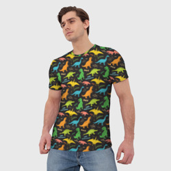 Мужская футболка 3D Разноцветные Динозавры - фото 2