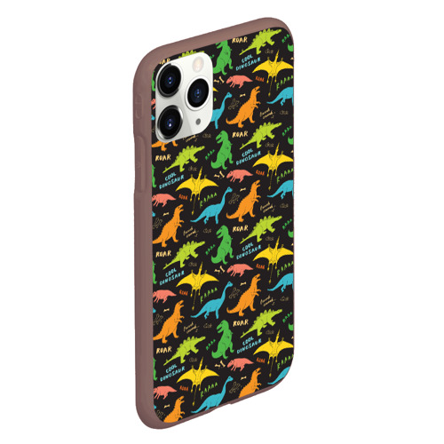 Чехол для iPhone 11 Pro матовый Разноцветные Динозавры, цвет коричневый - фото 3