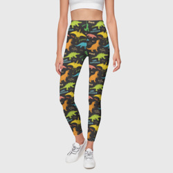 Леггинсы 3D Разноцветные Динозавры - фото 2