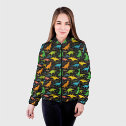 Женская куртка 3D Разноцветные Динозавры - фото 2