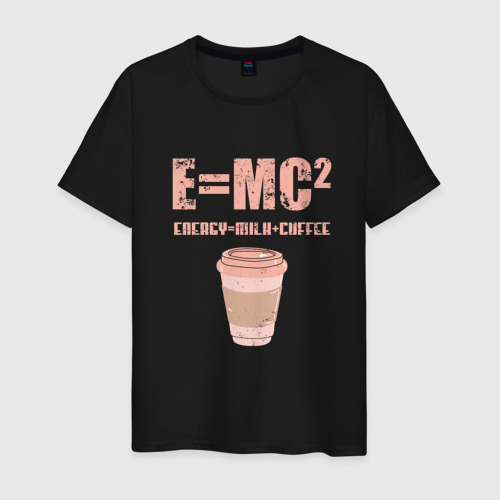 Мужская футболка хлопок E=MC2 кофе, цвет черный