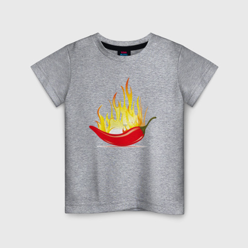 Детская футболка хлопок Перец в огне, цвет меланж