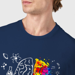 Футболка с принтом Мозг обучающегося для мужчины, вид на модели спереди №4. Цвет основы: темно-синий