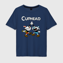 Мужская футболка хлопок Oversize Cuphead  веселые чашечки