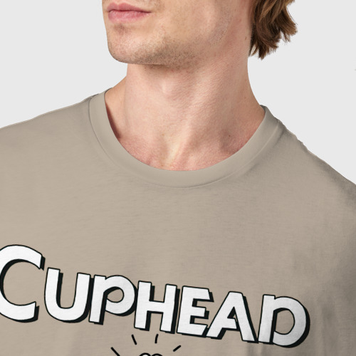 Мужская футболка хлопок Cuphead  веселые чашечки, цвет миндальный - фото 6