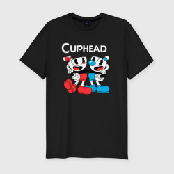 Мужская футболка хлопок Slim Cuphead Чашечки