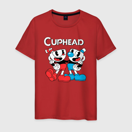 Мужская футболка хлопок Cuphead Чашечки, цвет красный